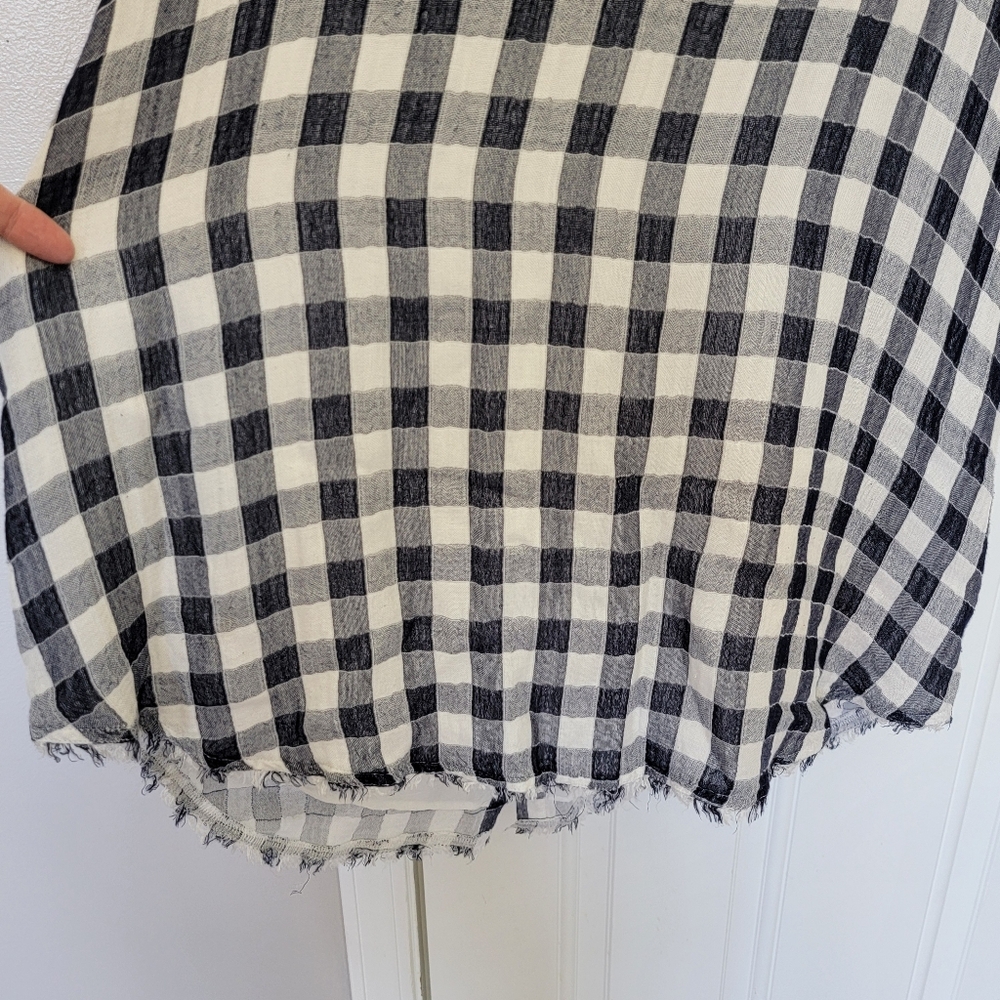 Cloth & Stone Anthropologie V Neck Sleeveless Gingham Blue White Dress Check L - Picture 4 of 13